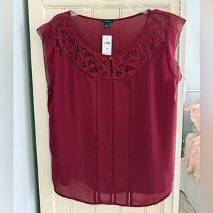 Ann Taylor Burgundy Lace Top